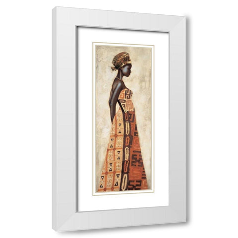 Femme Africaine I White Modern Wood Framed Art Print with Double Matting by Leconte, Jacques