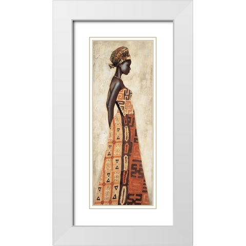 Femme Africaine I White Modern Wood Framed Art Print with Double Matting by Leconte, Jacques