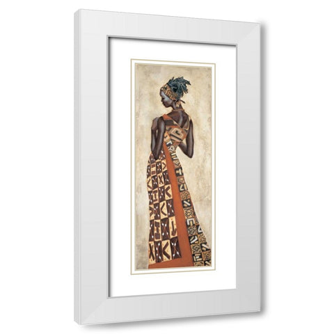 Femme Africaine II White Modern Wood Framed Art Print with Double Matting by Leconte, Jacques