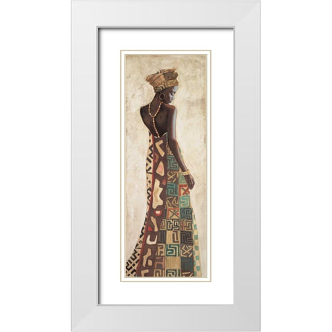Femme Africaine III White Modern Wood Framed Art Print with Double Matting by Leconte, Jacques