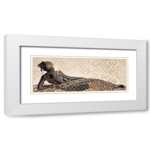 Femme Africaine V White Modern Wood Framed Art Print with Double Matting by Leconte, Jacques