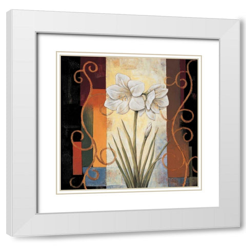 Amaryllis White Modern Wood Framed Art Print with Double Matting by Deveraux, Jill