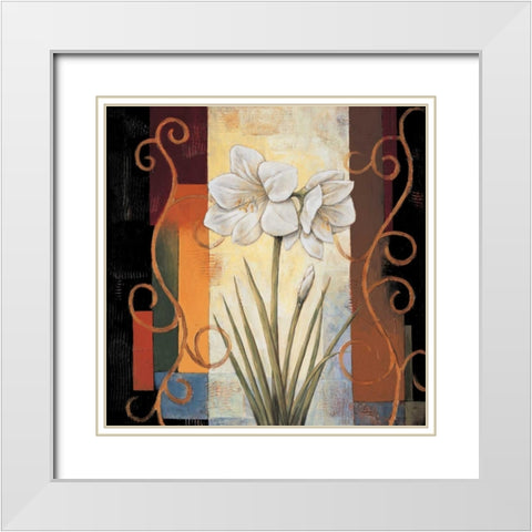 Amaryllis White Modern Wood Framed Art Print with Double Matting by Deveraux, Jill