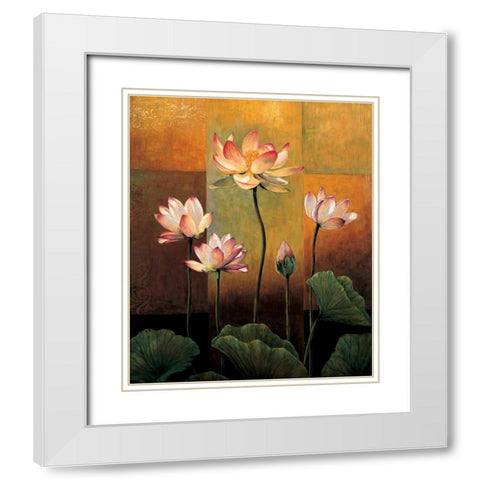 Lotus White Modern Wood Framed Art Print with Double Matting by Deveraux, Jill