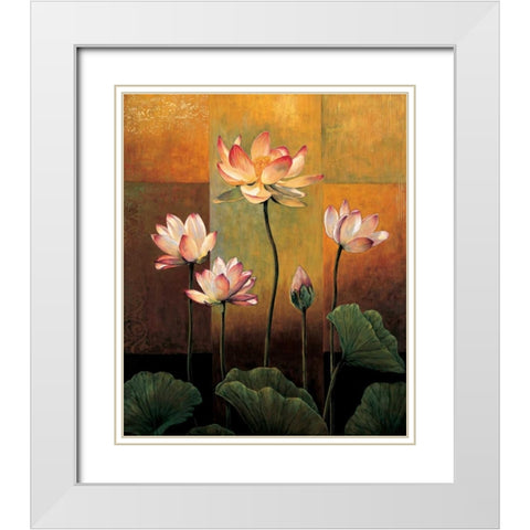 Lotus White Modern Wood Framed Art Print with Double Matting by Deveraux, Jill
