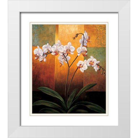 Orchids White Modern Wood Framed Art Print with Double Matting by Deveraux, Jill