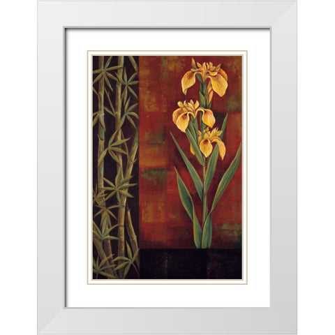 Yellow Iris White Modern Wood Framed Art Print with Double Matting by Deveraux, Jill