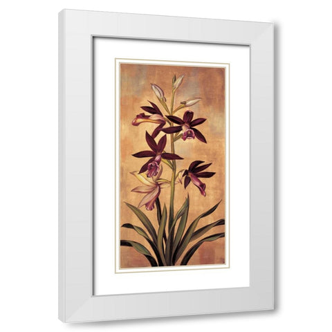 Burgundy Orchid White Modern Wood Framed Art Print with Double Matting by Deveraux, Jill