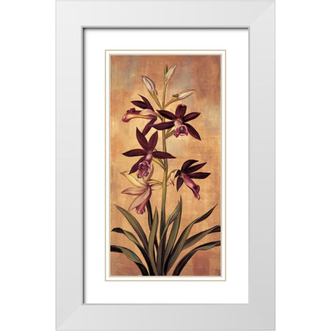 Burgundy Orchid White Modern Wood Framed Art Print with Double Matting by Deveraux, Jill