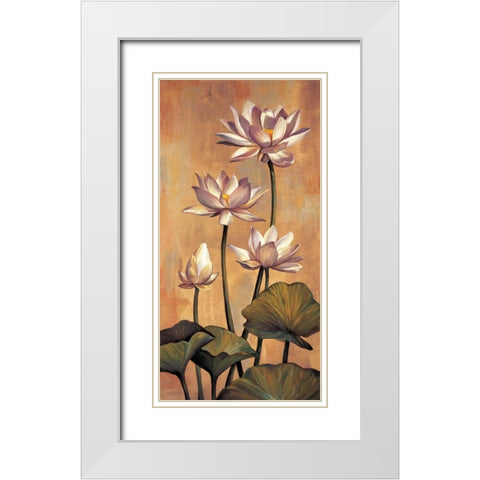 White Lotus White Modern Wood Framed Art Print with Double Matting by Deveraux, Jill