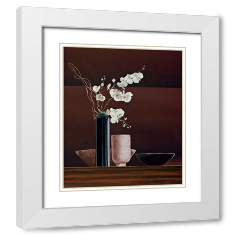 Ikebana I White Modern Wood Framed Art Print with Double Matting by Ross, Yuki