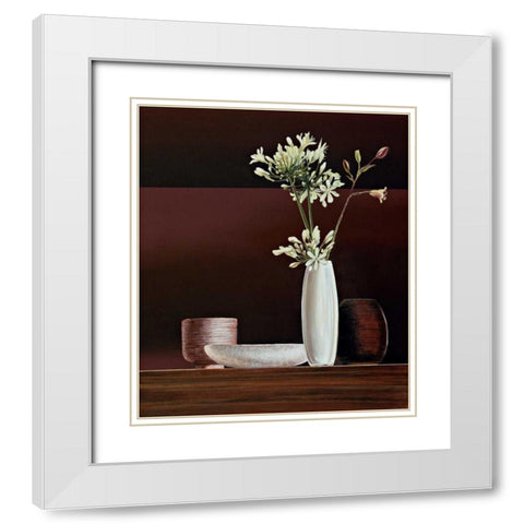 Ikebana II White Modern Wood Framed Art Print with Double Matting by Ross, Yuki
