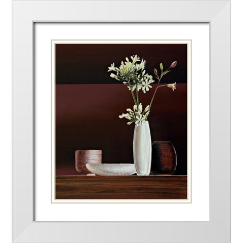 Ikebana II White Modern Wood Framed Art Print with Double Matting by Ross, Yuki