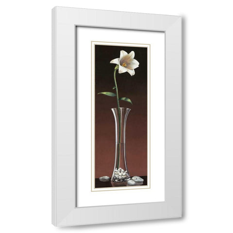 Lily Haiku White Modern Wood Framed Art Print with Double Matting by Ross, Yuki