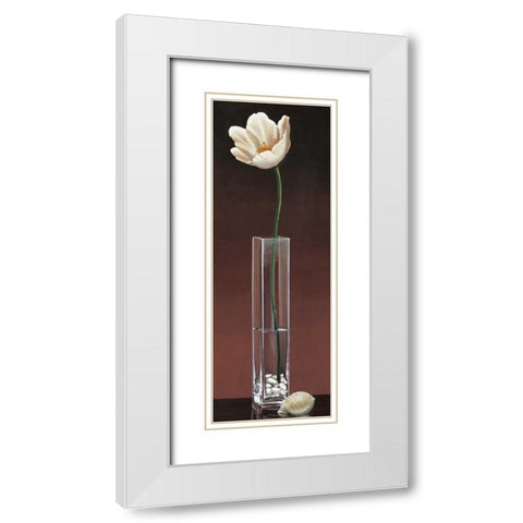 Tulip Haiku White Modern Wood Framed Art Print with Double Matting by Ross, Yuki