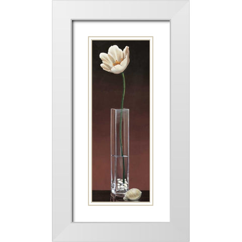 Tulip Haiku White Modern Wood Framed Art Print with Double Matting by Ross, Yuki