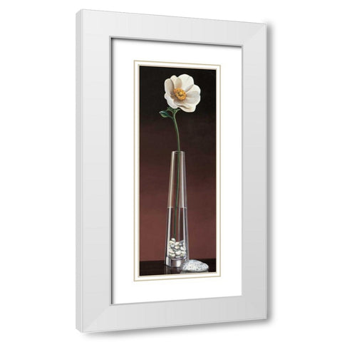 Anemone Haiku White Modern Wood Framed Art Print with Double Matting by Ross, Yuki