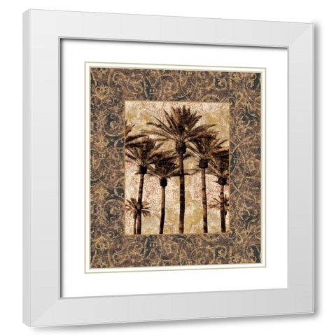 Palm Collage II White Modern Wood Framed Art Print with Double Matting by Seba, John