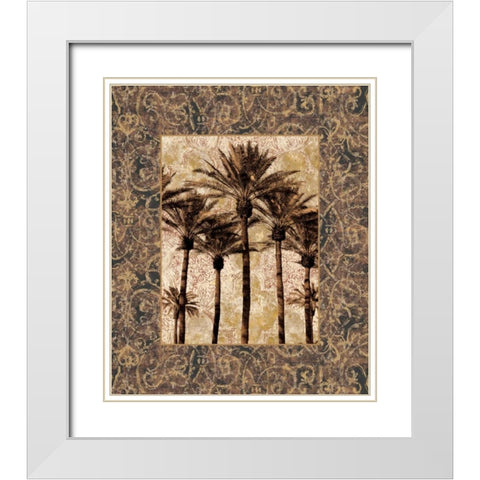 Palm Collage II White Modern Wood Framed Art Print with Double Matting by Seba, John
