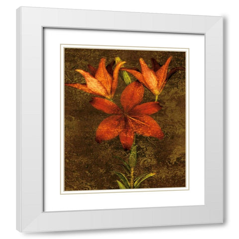 Red Lilies White Modern Wood Framed Art Print with Double Matting by Seba, John