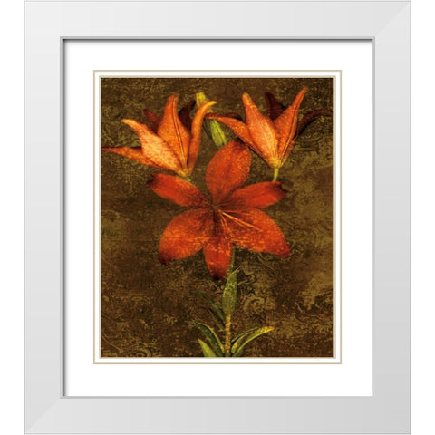 Red Lilies White Modern Wood Framed Art Print with Double Matting by Seba, John