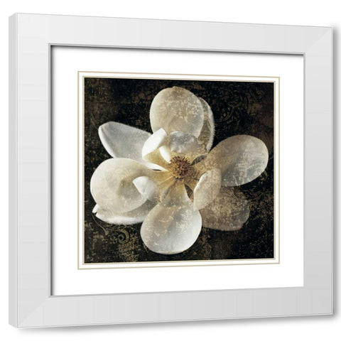 Magnolia I White Modern Wood Framed Art Print with Double Matting by Seba, John