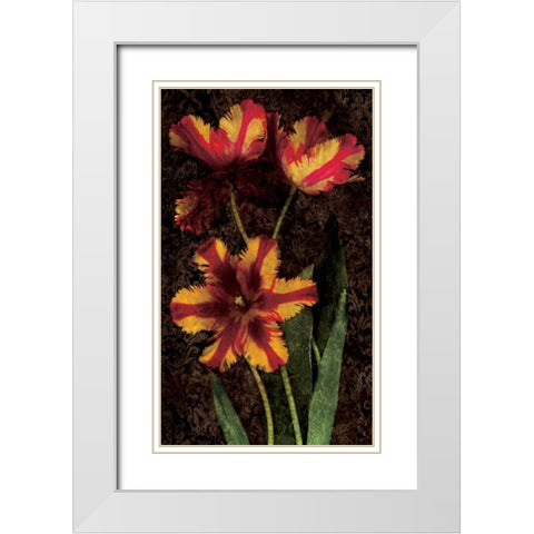 Decorative Tulips I White Modern Wood Framed Art Print with Double Matting by Seba, John