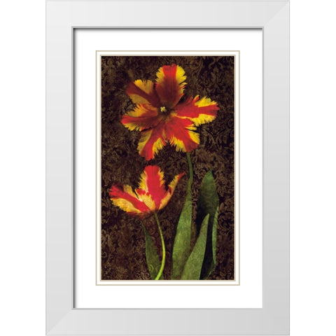 Decorative Tulips II White Modern Wood Framed Art Print with Double Matting by Seba, John