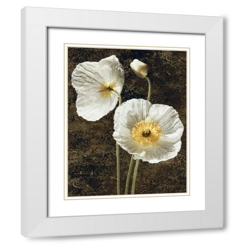 Poppies I White Modern Wood Framed Art Print with Double Matting by Seba, John