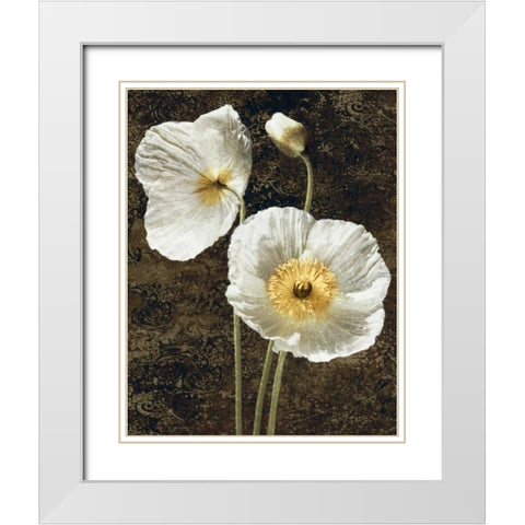 Poppies I White Modern Wood Framed Art Print with Double Matting by Seba, John