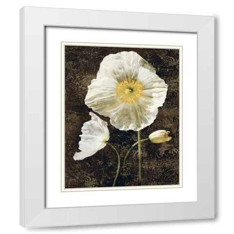 Poppies II White Modern Wood Framed Art Print with Double Matting by Seba, John