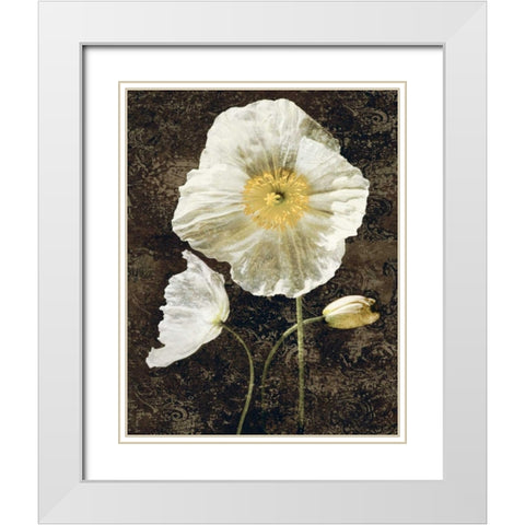 Poppies II White Modern Wood Framed Art Print with Double Matting by Seba, John