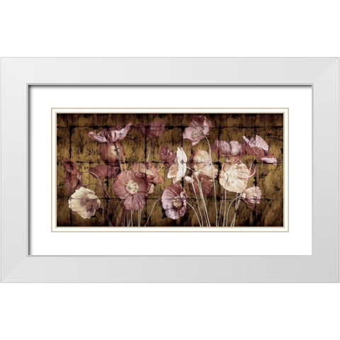 Poppies on Gold White Modern Wood Framed Art Print with Double Matting by Seba, John