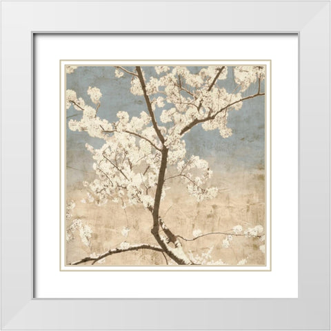 Cherry Blossoms I White Modern Wood Framed Art Print with Double Matting by Seba, John