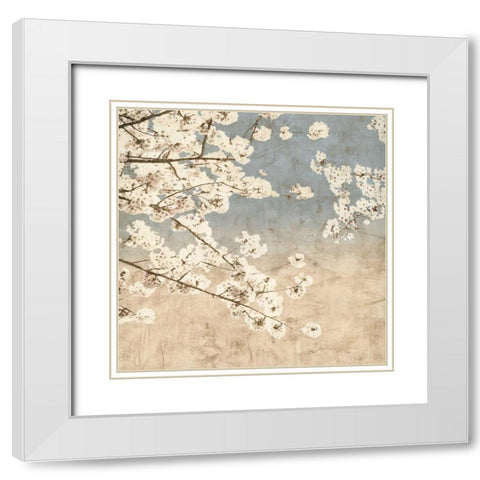 Cherry Blossoms II White Modern Wood Framed Art Print with Double Matting by Seba, John