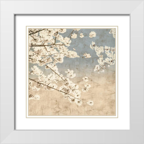 Cherry Blossoms II White Modern Wood Framed Art Print with Double Matting by Seba, John