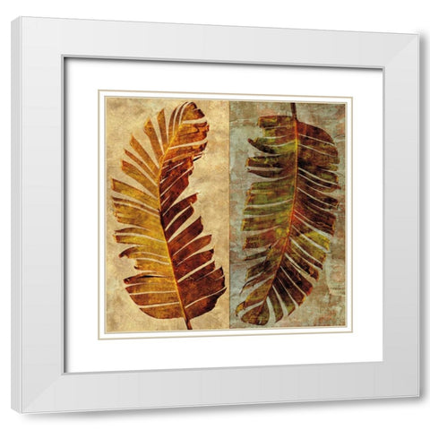 Palms Pairs I White Modern Wood Framed Art Print with Double Matting by Seba, John