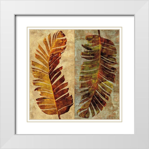Palms Pairs I White Modern Wood Framed Art Print with Double Matting by Seba, John
