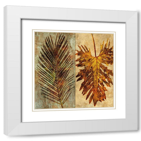 Palms Pairs II White Modern Wood Framed Art Print with Double Matting by Seba, John