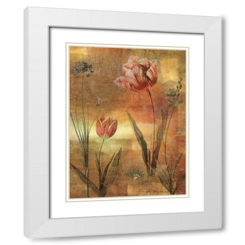 Tulip Garden II White Modern Wood Framed Art Print with Double Matting by Seba, John