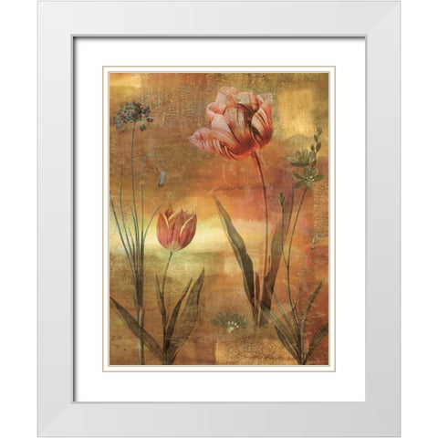 Tulip Garden II White Modern Wood Framed Art Print with Double Matting by Seba, John