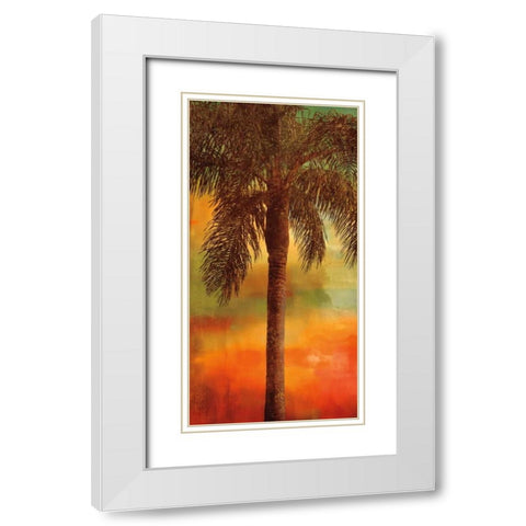 Sunset Palms I White Modern Wood Framed Art Print with Double Matting by Seba, John