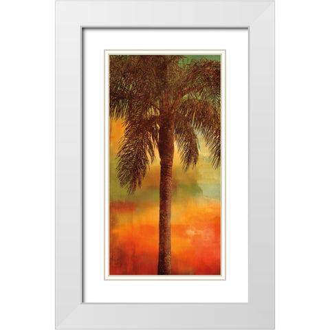 Sunset Palms I White Modern Wood Framed Art Print with Double Matting by Seba, John