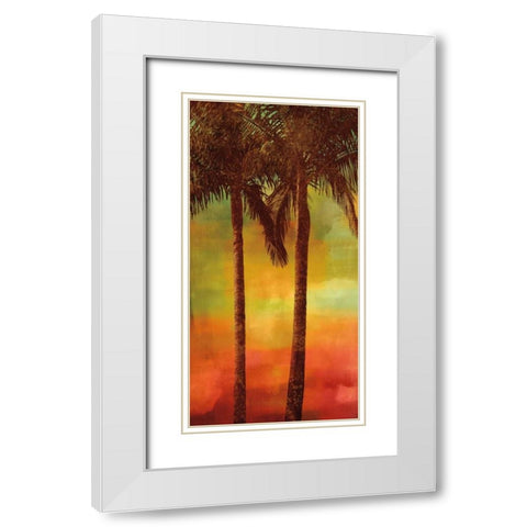 Sunset Palms II White Modern Wood Framed Art Print with Double Matting by Seba, John