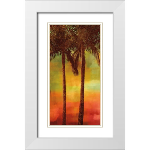 Sunset Palms II White Modern Wood Framed Art Print with Double Matting by Seba, John
