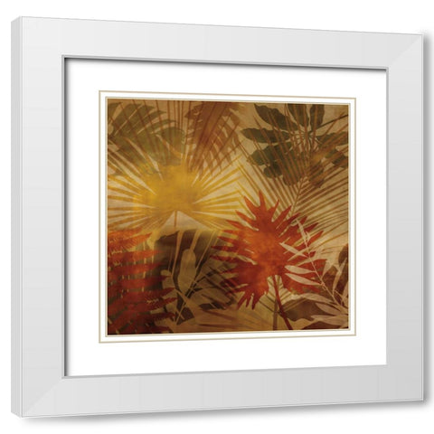 Sunlit Palms I White Modern Wood Framed Art Print with Double Matting by Seba, John