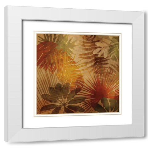 Sunlit Palms II White Modern Wood Framed Art Print with Double Matting by Seba, John