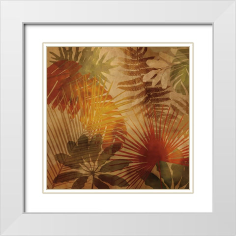 Sunlit Palms II White Modern Wood Framed Art Print with Double Matting by Seba, John