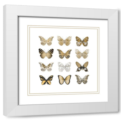 Butterfly Study in Gold III White Modern Wood Framed Art Print with Double Matting by Bosco, Julia