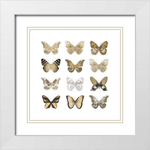 Butterfly Study in Gold III White Modern Wood Framed Art Print with Double Matting by Bosco, Julia